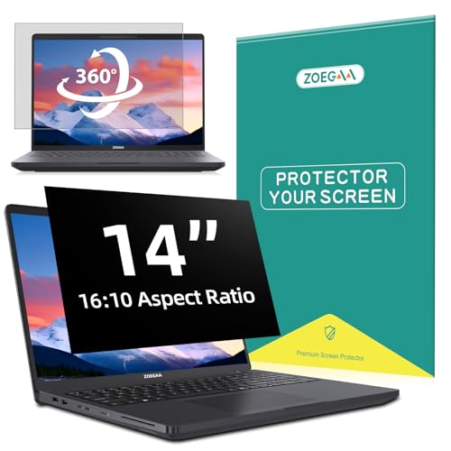 ZOEGAA 4-way 360° Laptop Privacy Screen 14 inch 16:10 Aspect Ratio. | Screen Size is 11.9 in Wide and 7.4 in High; Removable; Compatible With HP Dell Lenovo Samsung Thinkpad; - color: black, size: 14 in 16:10