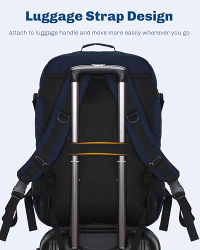 Carry on Backpack 38L Large Travel Backpack for Women Flight Approved Weekender Bag Laptop Backpack Men 15 inches Dark Blue - color: Dark Blue