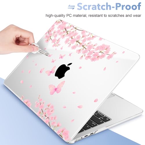 May Chen for MacBook Air 15 inch Case M5 M4 M3 M2 2026 2024-2023, Model A3448 A3241 A3114 A2941, Closes Seamlessly Hard Shell Laptop Cover with Keyboard Cover, Cherry Blossom - color: Cherry blossom