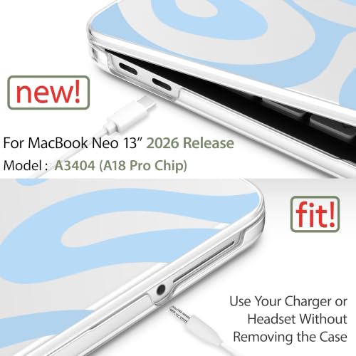 Compatible with MacBook Neo 13 inch (2026 Release A3404) (A18 Pro) with Liquid Retina Display, Printed Slim Protective Case with Screen Protector & Keybaord Cover, Swirling Texture - color: Swirling texture