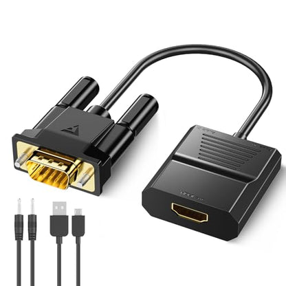 FOINNEX VGA to HDMI Adapter, 1080P Converter with USB Audio from Old Computer/Laptop/Desktop/PC VGA Source to HDMI HDTV/Monitor/Projector/Displayer, 1.5FT - size: 1.5FT/0.5M VGA to HDMI Adapter