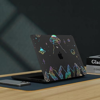 Clear Black Case for MacBook Air 13 inch 2021-2018 M1 A2337 A2179 A1932, Plastic Hard Shell Case & Keyboard Cover for MacBook Air 13.3 inch, Planet - color: Clear Black Planet