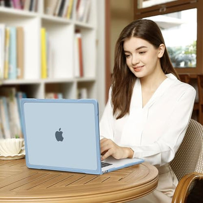 MOSISO Compatible with MacBook Air 13 inch Case M1 2018-2021, Sky Blue | Reduces-Fingerprints with Soft TPU Bumper Shell&Keyboard Cover for MacBook Air 13.3 M1, 2021 2020 2019 2018 A2337 A2179 A1932 - color: Sky Blue