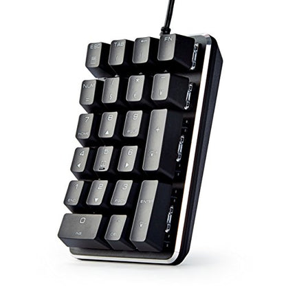 Qisan Mechanical Numeric Keypad Brown Switch Wired Ice Blue Backlight Gaming Keypad/Keyboard 21 Keys Portable Mechanical Numpad Extended Layout | Laptop Accessories | keypad for Computer - color: Brown Switch-Blue