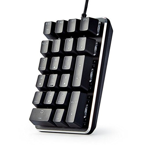 Qisan Mechanical Numeric Keypad GATERON Red Switch Wired Ice Blue Backlight Gaming Keypad/Keyboard 21 Keys Portable Mechanical Numpad Extended Layout | Laptop Accessories | keypad for Computer - color: GATERON Red Switch-Blue