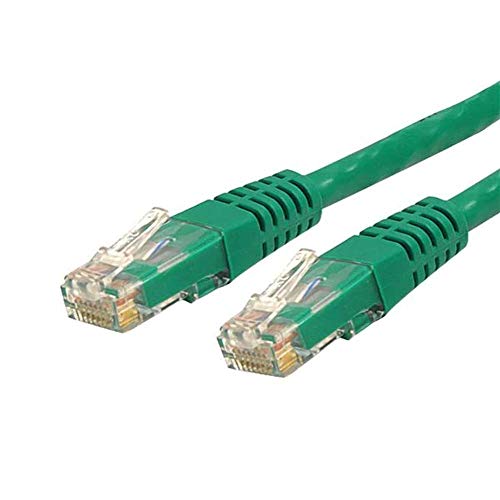 StarTech 2ft CAT6 Ethernet Cable - Green CAT 6 Gigabit Ethernet Wire -250Mhz 100W PoE RJ45 UTP Molded Network Patch Cord with Strain Relief (C6PATCH2GN) | 250MHz bandwidth, Gold-plated RJ45, Patch Cable, Ethernet Cord, UTP Molded Network, Strain Relief, 1