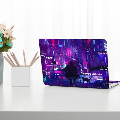 Anime Neon Laptop Notebook Skin Sticker Cover Decal, 12 13 13.3 14 15 15.4 15.6 inch Laptop Vinyl Skin Sticker Cover Art Protector Decal Universal, Purple Warrior Cat - color: Purple Warrior Cat