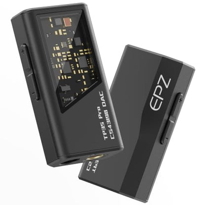 EPZ TP35 PRO Mini Portable IEM DAC Hi-Fi Decoder Headphone Amplifier Dongle USB-C to 3.5/4.4mm Dual CS43198 Chips, Supports High-Resolution PCM 32bit/384khz DSD 256 Audio, EQ Adjustment and Mic Calls - color: Black