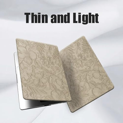 DTangLsm for MacBook Air 15 inch Case 2026 M5 2025 2024 2023 M4 M3 M2 Chip | Model A3448 A3241 A3114 A2941, Elegant Textured Retro Leather Hard Shell Mac Air 15 inch Laptop Case&Keyboard Cover, Apricot - color: Embossed Floral Apricot