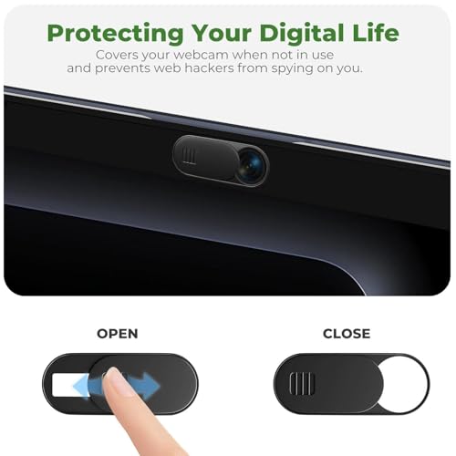 3 Pcs Camera Cover Slide, Compatible with MacBook, Laptop, PC, iMac, iPhone, 0.03 inch, Protect Privacy and Security Ultra-Thin Oval Webcam Cover with Case/Cleaning Cloth, 1.11X0.43 in - color: Black-L-3-Pack, size: Large