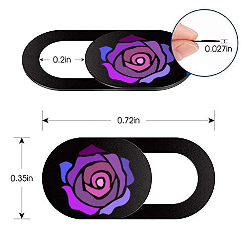 Webcam Cover Slide Ultra Thin Laptop Camera Privacy Protect Rose | 3 Pcs Cute Rose, Ultra thin camera cover fit for Cell phone desktop tablet PC, front camera blocks webcam to protect privacy - color: Rose