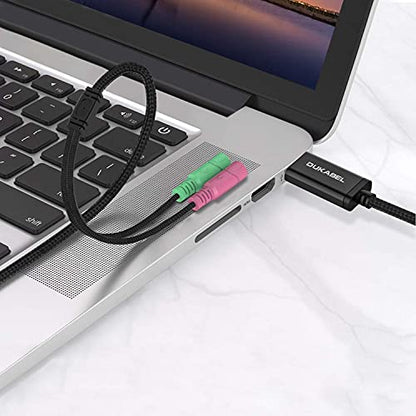 Long USB Audio Adapter with 3.5mm Jack External USB Sound Adapter - 1.2M | USB External Stereo Sound Card with 3.5mm Earphone and Microphone for PS4, PS5, Windows, Mac, Linux, Plug and Play - size: 47 inch / 120 cm