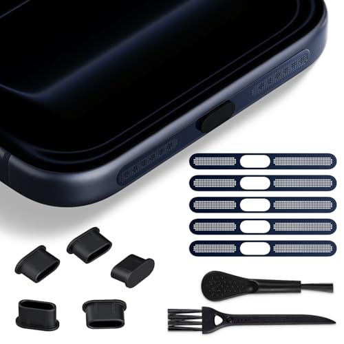 5 PCS USB C Speaker Dust Cover for iPhone 17 Pro Max Earpiece Speaker Mesh Anti Dust Proof Adhesive Cover, Type C Dust Plugs Port Protector - size: 17 Pro/ Pro Max