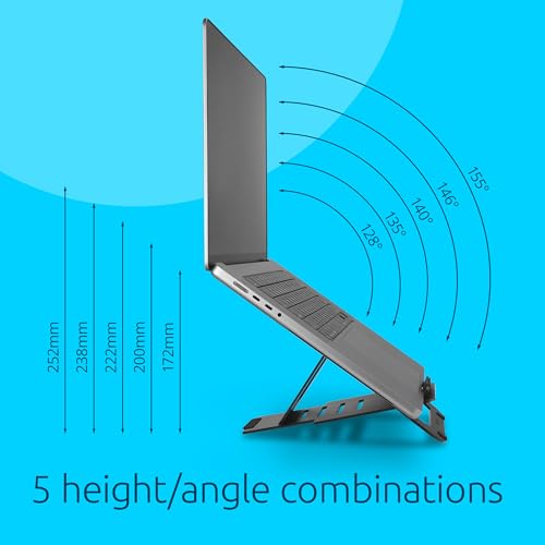Kensington Adjustable Aluminum Laptop Stand for Desk, Ultra-Slim Lightweight Foldable Portable Notebook Holder, Anti-Slip Silicone Tablet Mount for 10"-17" Laptops and Tablets, Black K50428WW - style: Aluminum