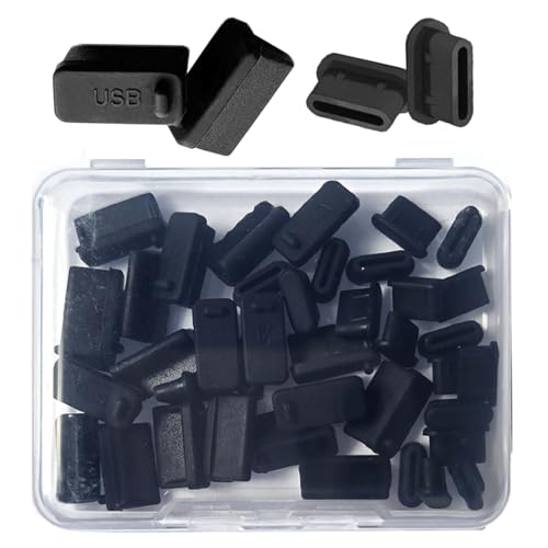 40 Piece Set Anti-Dust Plugs for USB-A and USB-C, Black 20 x USBA and 20 x USBC Port Dust Protector Covers Caps