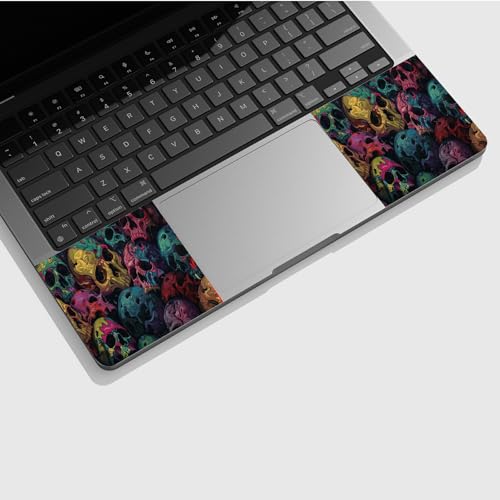 Universal Laptop Skin Sticker with 2 Wrist Pad Skins, Waterproof Scratch Resistant Vinyl Laptop Cover Decal, Cut to Fit for 11–15.6 Inch MacBook HP Dell Lenovo, Colorful Skulls - color: Colorful Skulls