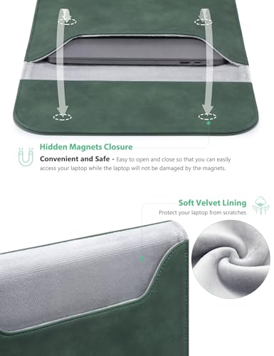 HYZUO 13 Inch Laptop Sleeve PC Case for MacBook Pro 13 M2 M1 2026-2016, 13" MacBook Neo 2026 A3404, MacBook Air 13 M5 A3449 M4 M3 M2 M1 2026-2018, 13" iPad Pro/Air, Surface Pro, XPS 13, Midnight Green - color: Midnight Green, size: 13 Inch