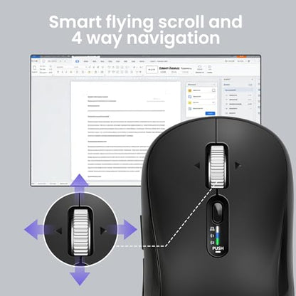 INFINMIND Wireless Bluetooth Multi-Device Mouse with 5 Programmable Buttons, 4-Way Navigation Scroll, 5 Level DPI, Quiet Click Mice Compatible with Computer, Laptop, PC, iPad, Tablet, MacBook.