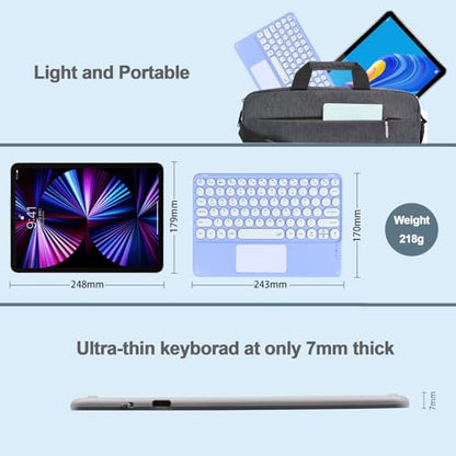 Thanice Wireless Keyboard with Touchpad,Ultra-Slim Portable Rechargeable Bluetooth Keyboard,Ipad Keyboard with Trackpad for OS Android Windows Devices(Purple) - color: purple