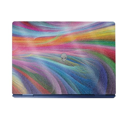 Glossy Glitter Laptop Skin Compatible with Alienware 16/16X Aurora (2025) - Rainbow Waves - Premium 3M Vinyl Protective Wrap Decal Cover - Easy to Apply | Crafted in The USA by MightySkins - color: Rainbow Waves, size: 16/16X Aurora (2025) Full Cover Skin