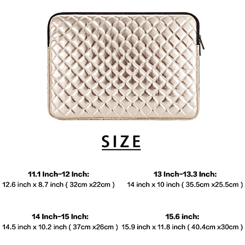 TRIUMPH VISION Puffy Laptop Sleeve Pouch Case Protective Bag Lined Padded | Puffy Laptop Case 11 12 in Quilted Leather Protection Shockproof Cushion Padding Fashion with Pocket Safe Golden - color: Gold Quilted, size: 11-12 Inch