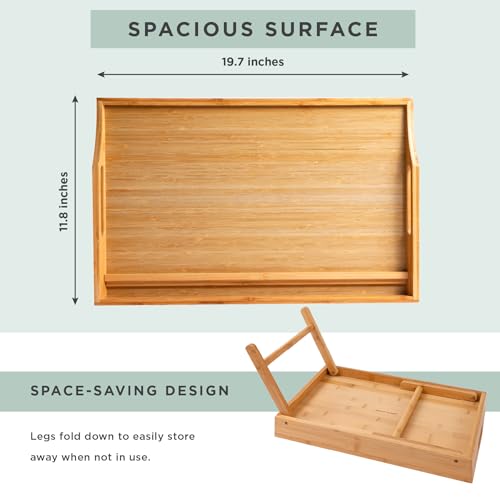 ROSSIE HOME Large Wood Bed Tray – Natural Bamboo, Fits 15.6” Laptops - color: Natural Bamboo, size: Large