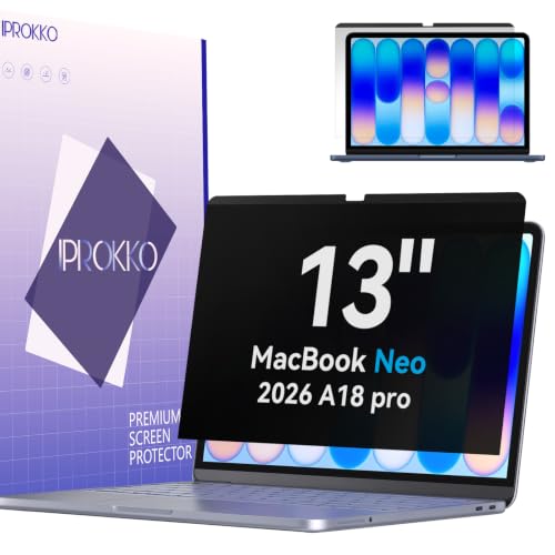 IPROKKO Magnetic Privacy Screen Designed for 2026 MacBook Neo 13-Inch | Removable Installation, Matte Anti Glare, Blue Light Filter, HD Clarity, A3404 Mac Laptop A18 Pro Chips Private Shield - size: MacBook Neo 13inch