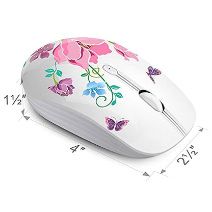 JUHOO Wireless Mouse with Nano Receiver for PC, Laptop, Notebook, Computer, MacBook, Less Noise, Portable Mobile Optical Mice - style: butterfly