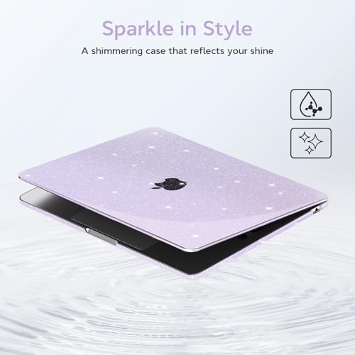 B BELK for MacBook Air 13 inch Case 2026 2025 2024 2023 2022 M5 M4 M3 M2 | A3449 A3240 A3113 A2681, Glitter Hard Shell for MacBook Air 13.6 inch Case & Keyboard Cover &Screen Protector, Sparkly Purple - color: Glitter Purple