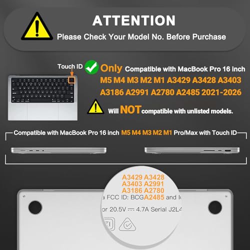 MOSISO Compatible with MacBook Pro 16 inch Case M5 M4 M3 M2 M1 2026-2021 | Seamlessly Closes Anti-Crack&Anti-Fingerprints Hard Shell for A3429 A3428 A3403 A3186 A2991 A2780 A2485, Matte Clear - color: Matte Clear