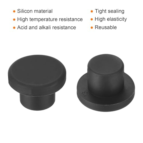 uxcell High Temp Silicone Plug Mount Dia 13mm/0.51 inch t Shaped Rubber Stopper Hole Plugs for Powder Coating Plating Waterproof Plugs Sealing Plugs Black Pack of 12(OD 21mm) - size: 13x21mm
