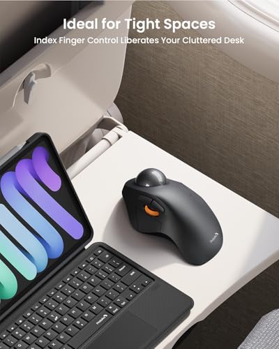 ProtoArc Wireless Bluetooth Trackball Mouse, EM03 NL Ergonomic Rollerball Mouse Rechargeable Computer Mice, 3 Device Connection, Compatible with PC, iPad, Mac, Windows-Gray Ball - color: Gray