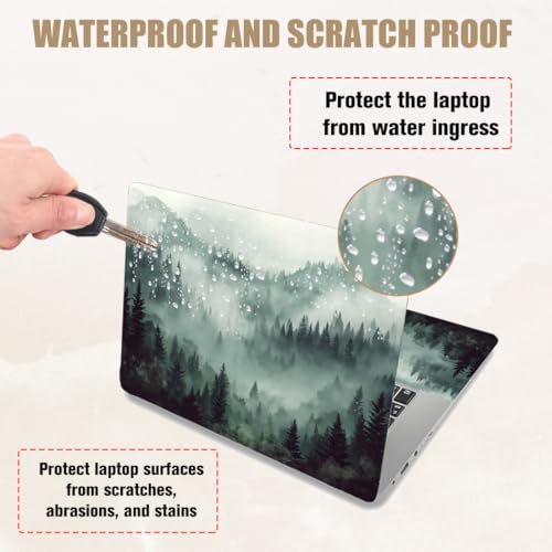 PLIGREAT Fog Forest Laptop Skin Sticker Decals Universal Size Fits 12" 13" 13.3" 14" 15 Inch Laptop Removable Waterproof Green Tree Aesthetic Notebook Decals PC Protector Cover Sticker