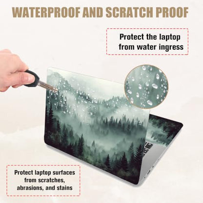 PLIGREAT Fog Forest Laptop Skin Sticker Decals Universal Size Fits 12" 13" 13.3" 14" 15 Inch Laptop Removable Waterproof Green Tree Aesthetic Notebook Decals PC Protector Cover Sticker