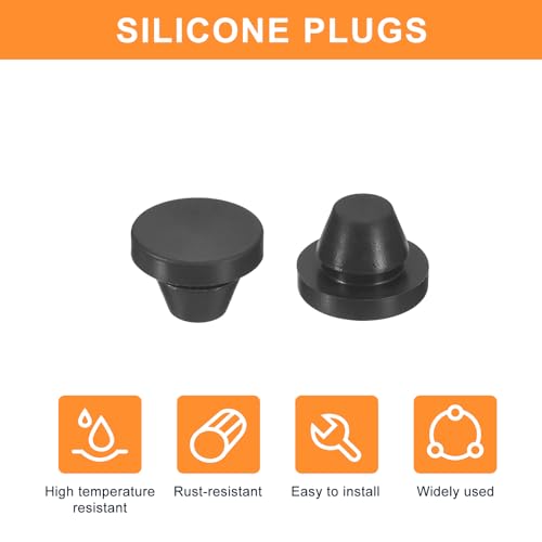 uxcell 25pcs Silicone Round Snap-in Locking Hole Stoppers, Waterproof Hole Plugs for 8-8.5mm Metal Tube & Furniture End Caps, Black - size: 8-8.5mm