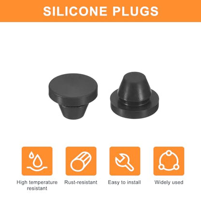uxcell 25pcs Silicone Round Snap-in Locking Hole Stoppers, Waterproof Hole Plugs for 8-8.5mm Metal Tube & Furniture End Caps, Black - size: 8-8.5mm