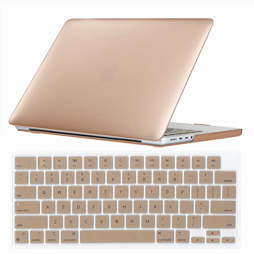 Se7enline Compatible with 2021/2022/2023/2024 MacBook Pro 16 inch Case Hard Shell Laptop Cover for 16-inch MacBook Pro Model A2485 A2780 A2991 A3403 M4 M3 M2 M1&Keyboard Skin,Gold | 2 in 1 Matte Hard Shell Laptop Case with Keyboard Cover Anti-Scratch Heat