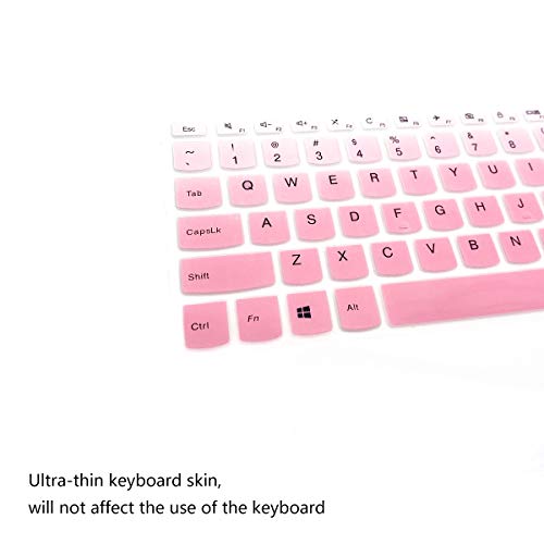 2 Pack Keyboard Cover for Lenovo IdeaPad 3 15.6'' 17.3'', Yoga C740 C940 15.6, IdeaPad L340 S340 320 330 330s 520 720s 130 S145 15.6, IdeaPad 320 330 17.3/ThinkBook 15 Keyboard Skin - color: OmbrePink+Clear