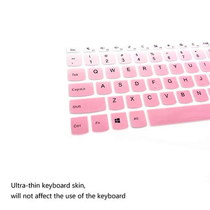 2 Pack Keyboard Cover for Lenovo IdeaPad 3 15.6'' 17.3'', Yoga C740 C940 15.6, IdeaPad L340 S340 320 330 330s 520 720s 130 S145 15.6, IdeaPad 320 330 17.3/ThinkBook 15 Keyboard Skin - color: OmbrePink+Clear