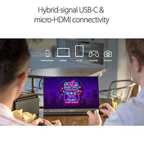ASUS ZenScreen Touch Screen 15.6” 1080P Portable USB (MB16AMT) - Full HD (1920 x 1080), IPS, Anti-Glare, Built-in Battery, Speakers, Eye Care, USB Type-C, Micro HDMI, Smart Case, 3-Year Warranty - style: 16" IPS USB-C Battery Touch Screen Speakers