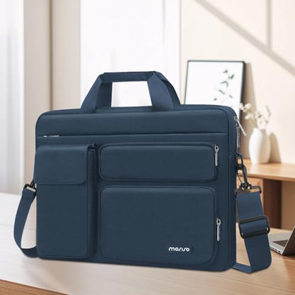 MOSISO Laptop Shoulder Bag 16 inch, 15-15.6 inch Computer Bag | Compatible with MacBook Pro 16 inch, HP, Dell, Lenovo with 2 Raised&1 Flapover&1 Horizontal Pocket&Handle&Belt, Haze Blue - color: Haze Blue, size: 16 inch