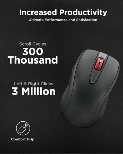 Lenovo USB-C Silent Mouse (WL500) - Silent Buttons, Ambidextrous Grip, Adjustable DPI, Plug-and-Play 2.4G Receiver Computer Mouse, Black - color: Black