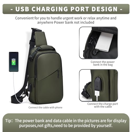 Messenger bag for Men,Small Sling Crossbody Backpack Shoulder Bag for Men Women,canvas Strap Backpack Sling Bag - color: B3-green