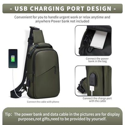 Messenger bag for Men,Small Sling Crossbody Backpack Shoulder Bag for Men Women,canvas Strap Backpack Sling Bag - color: B3-green
