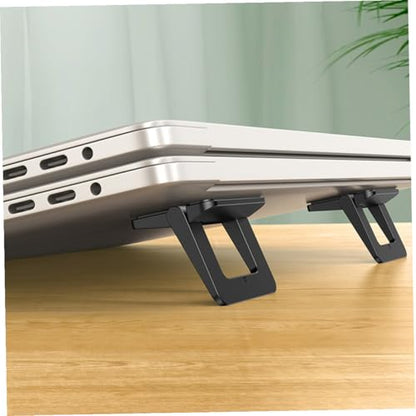 2pcs Mini Foldable Laptop Stand Holder, Portable Mini Notebook Bracket with Heightening Support, Compact Black Laptop Riser for Travel, Work, and Home Use