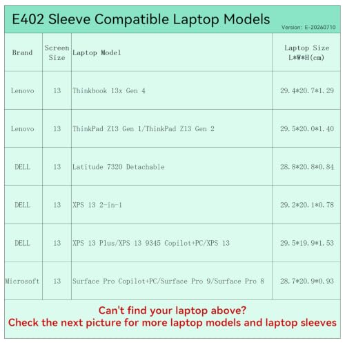 Smatree Elite Laptop Sleeve for 13 inch Lenovo/ASUS/DELL/Samsung/Microsoft | for 13 inch Lenovo ThinkPad,Lenovo 500w/300e,ASUS Chromebook,DELL Latitude/XPS13,Samsung Galaxy Chromebook,Microsoft(E402) - size: 13 inch/E402/Size: 30.7*21.2cm