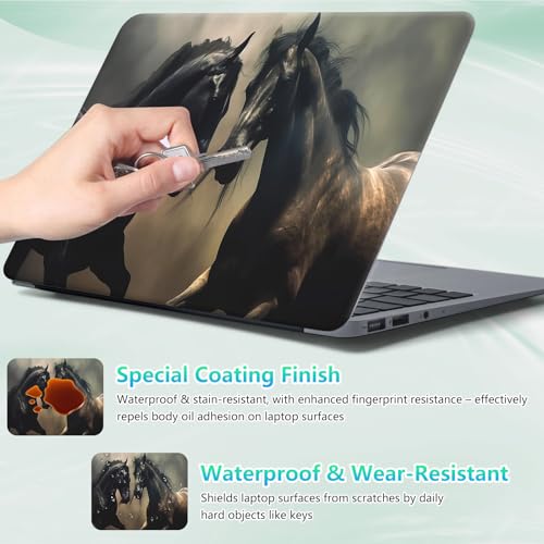 Laptop Skin Sticker Decal 12"-15.6" Universal Laptop/Notebook/Netbook Vinyl - Waterproof Scratch Resistant,Fits HP Dell Lenovo MacBook,2 Free Wrist Pads,Easy Apply & Remove,Black Brown Horse - color: Black Brown Horse
