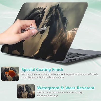 Laptop Skin Sticker Decal 12"-15.6" Universal Laptop/Notebook/Netbook Vinyl - Waterproof Scratch Resistant,Fits HP Dell Lenovo MacBook,2 Free Wrist Pads,Easy Apply & Remove,Black Brown Horse - color: Black Brown Horse