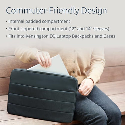 Kensington EQ Laptop Sleeve 14", Durable Protective Case for Laptops and Tablets up to 14 inch - Compatible with MacBook Computers - Black(K60394WW) - size: 14"