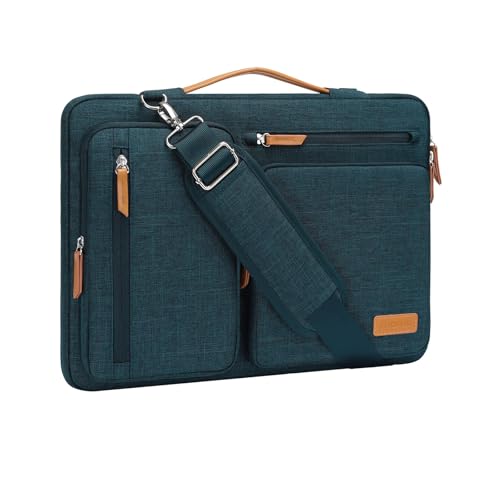MOSISO 360 Protective Laptop Shoulder Bag, 14 inch Computer Bags | Compatible with HP Lenovo Dell ASUS Acer, HP, Dell, Lenovo,Side Open Messenger Bag with 4 Zipper Pockets&Handle, Teal Green - color: Teal Green, size: 14 inch